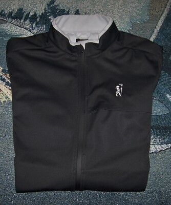 GREG NORMAN WEATHERKNIT Full Zip Rain Wind Windbreaker Jacket Sweater Sz L Black