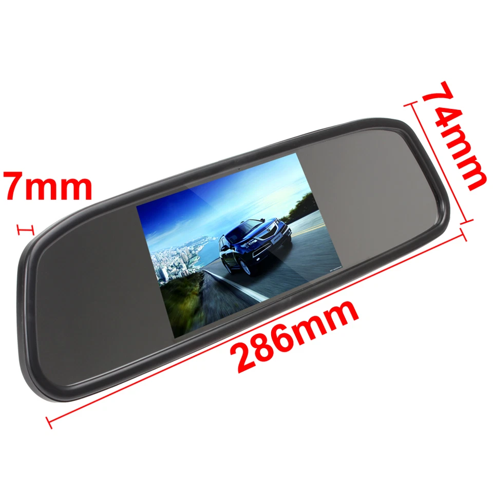 4.3"Car Reverse Rear View Mirror Display Backup Monitor Camera & Radar Sensor - Image 4 of 4