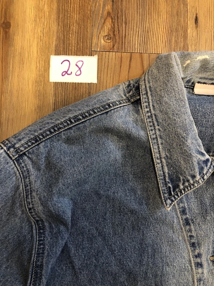 复古 DISTRESS CROSSROADS 牛仔蓝色夹克蓝色 Y2K 女式 XL 罕见夹克 — 第 3/4 张图片