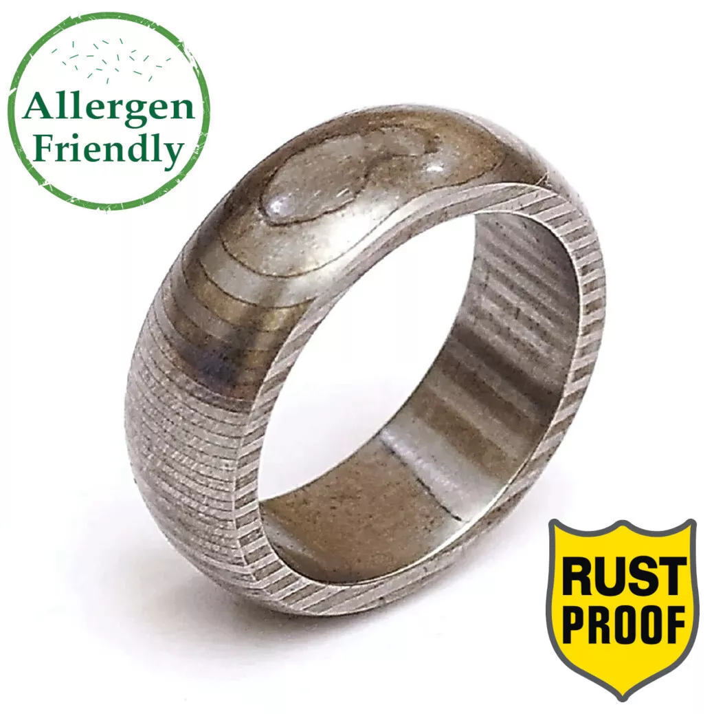 Stainless damascus ring deals