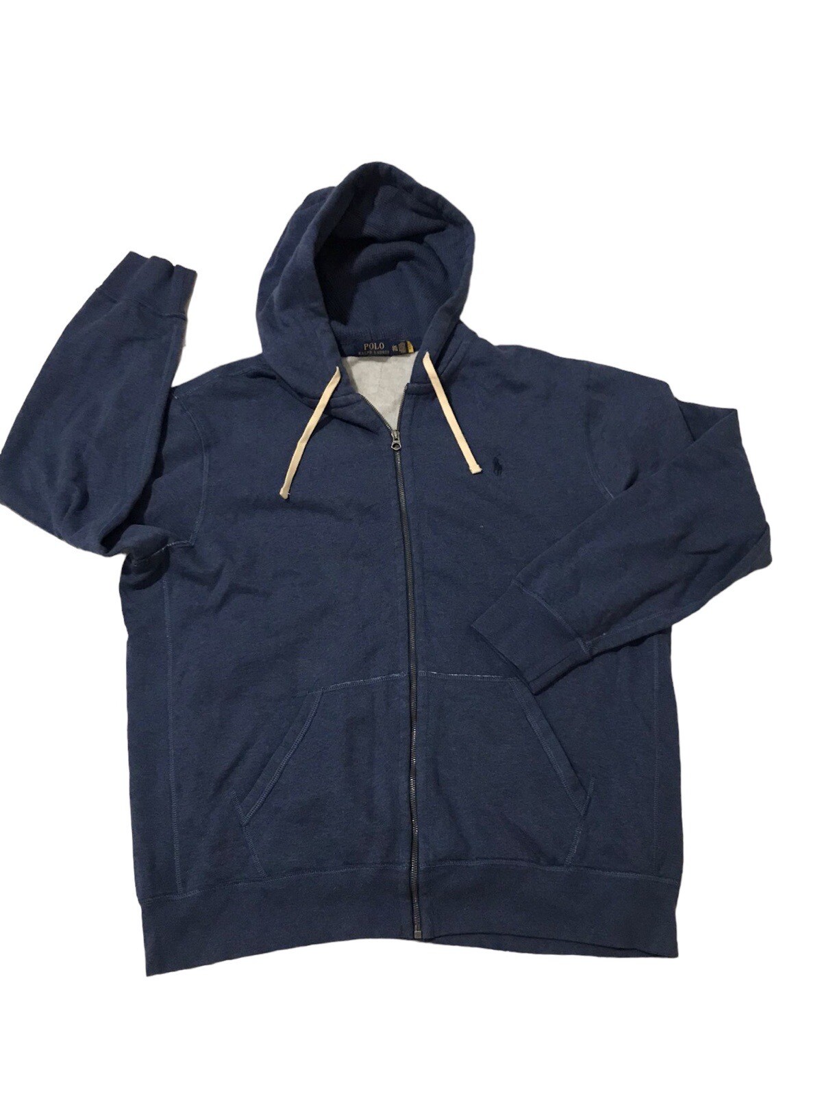 Polo Ralph Lauren giacca uomo XXL blu full zip cappuccio tasche felpa pony