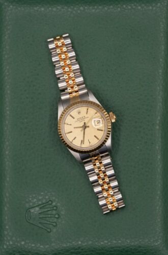 Ladies Steel & Gold Rolex Datejust 26mm 69173 Factory Champagne Linen Dial - Picture 3 of 6