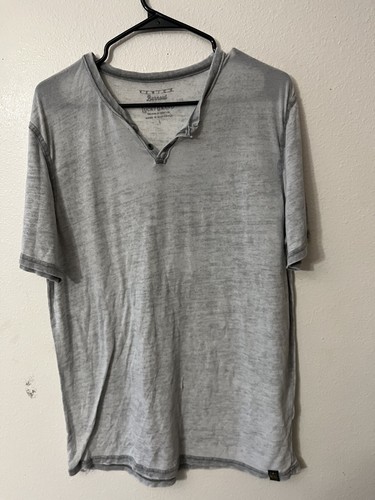 Lucky Brand Venice Burnout Shirt Mens Large Gray Short Sleeve Henley ...
