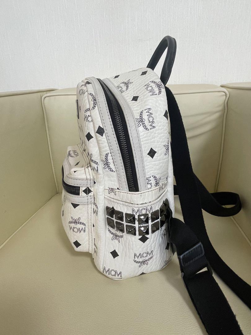 MCM White Mini Visetos Logo Backpack with Black and Silver Accents with COA Mcm visetos backpack white - Gem main image 2