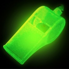 Light Reactive/UV Light Glow in the Dark Rave Whistle on Cord Lanyard - V. LOUD!