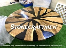 Black Epoxy Resin Coffee Table Top, Round Dining Table Top, Living Room Decor