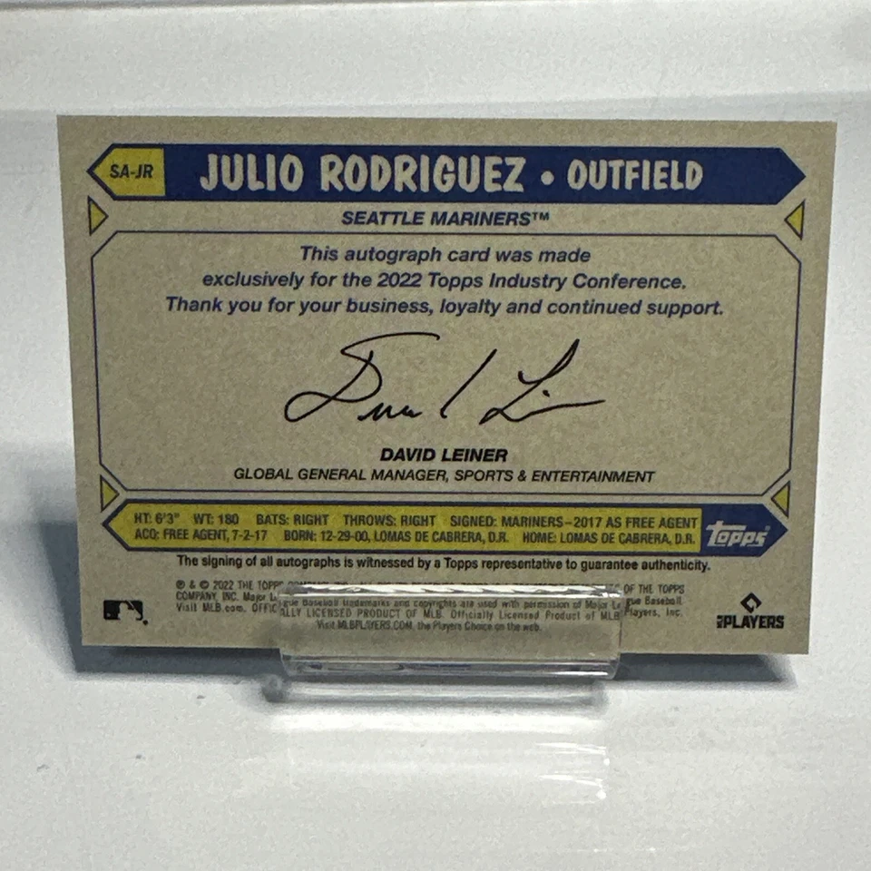 2022 Topps Julio Rodriguez Industry Conference Exclusive 1987 Auto Rookie Card - Image 2 of 2