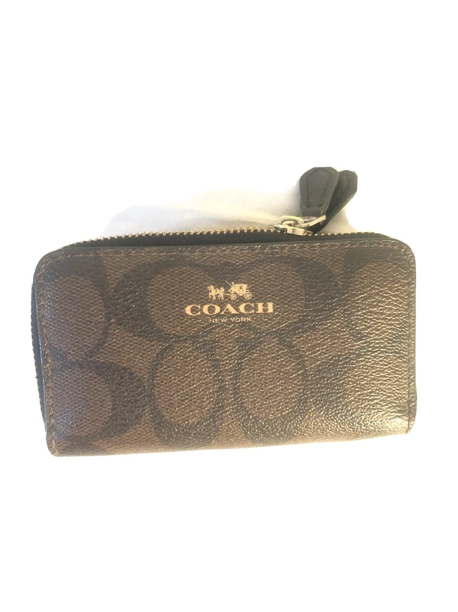 Coach New York leather wallet card holder with 2 zippers and accordian  pockets | eBay