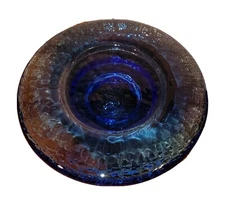 Fire and Light Cobalt Blue Glass 6.5" Candle Holder/Wine Coaster Footed EUC