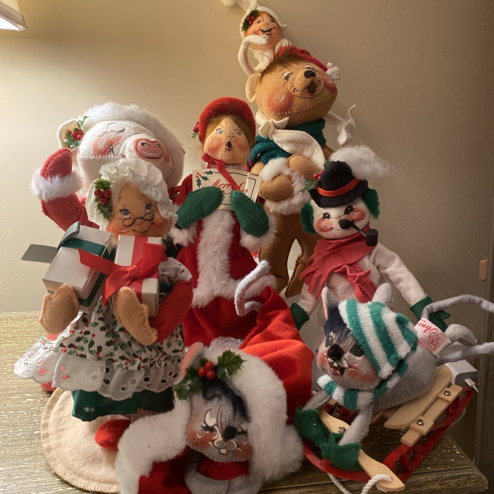 Lot 8 Vintage Annalee Dolls Christmas 1990 eBay