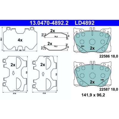 Bremsbelagsatz ATE 13.0470-4892.2, Vorne, Keramik