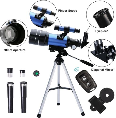 Telescope for Adults Kids 70mm Aperture (15X-150X) Portable Refractor Telescopes - Picture 2 of 6