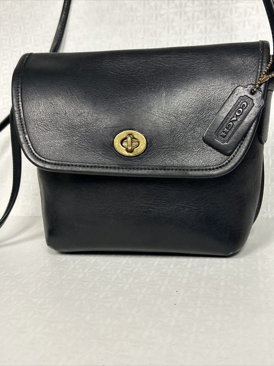 バッグ Vintage Coach One Shoulder Bag Turn Lock Vintage 90's COACH Turnlock Pouch In Brass Black 3010Leather Check