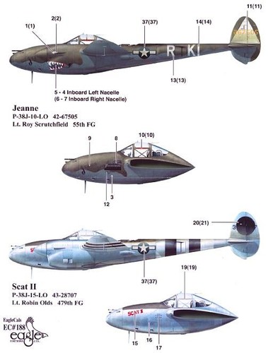 EagleCals Decals 1/32 LOCKHEED P-38 LIGHTNING FIGHTER IN EUROPE - Picture 3 of 5