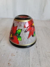 Yankee candle cover shade poinsettia glass unique Xmas home decor
