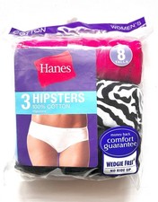 NEW Hanes Tagless Cotton Underwear 3 Pair Womens Size 8