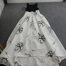 Lauren Ralph Lauren Dress Womens 10 Black White Floral Ball Gown Maxi Formal