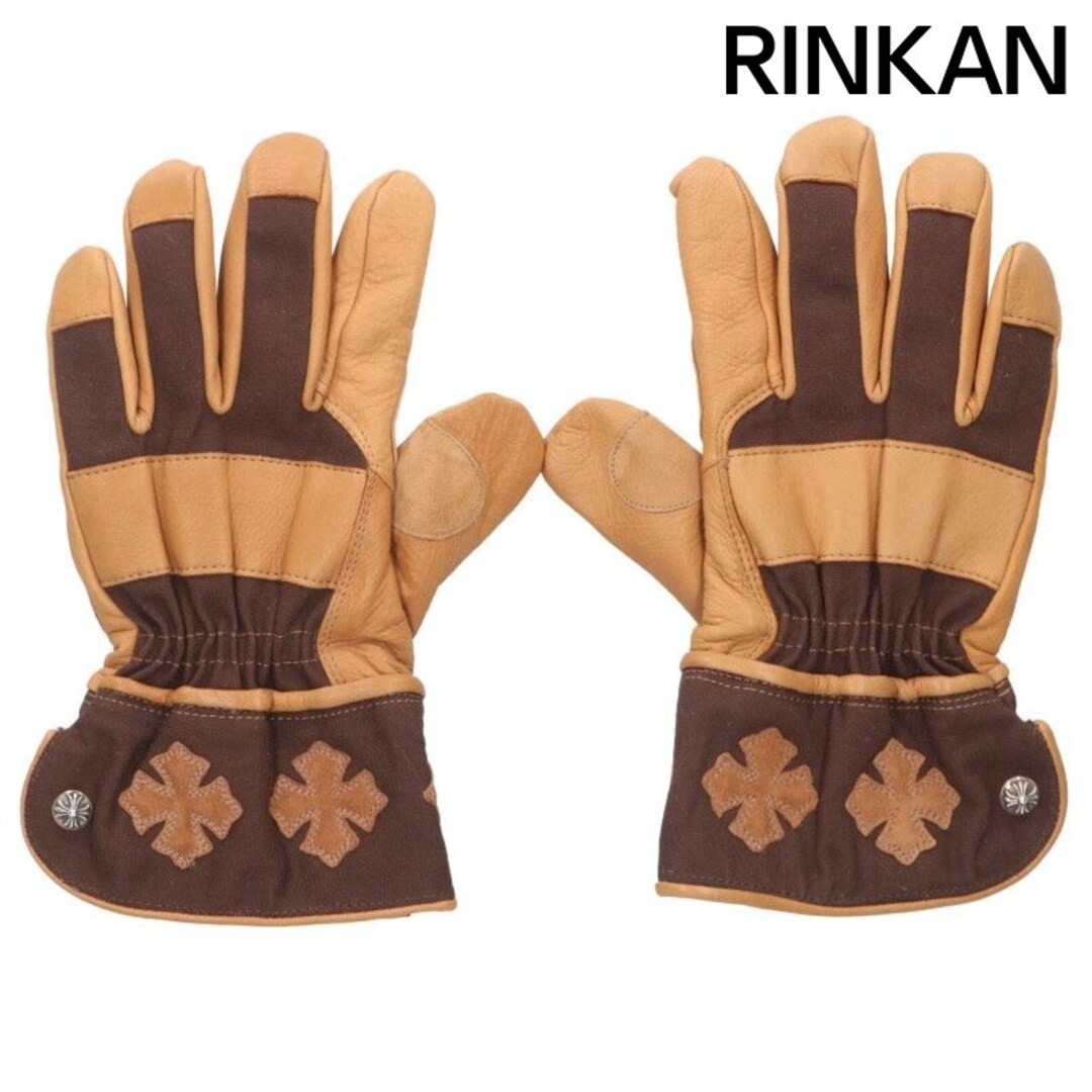 Chrome Hearts GLOBE Cross Patched Leather Gloves Men's L Used 85eea4d763c685891c