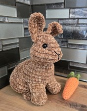 Crochet Bunny 8" Tall  Mini Carrot 4.5" Handmade Amigurumi Gift Easter Spring