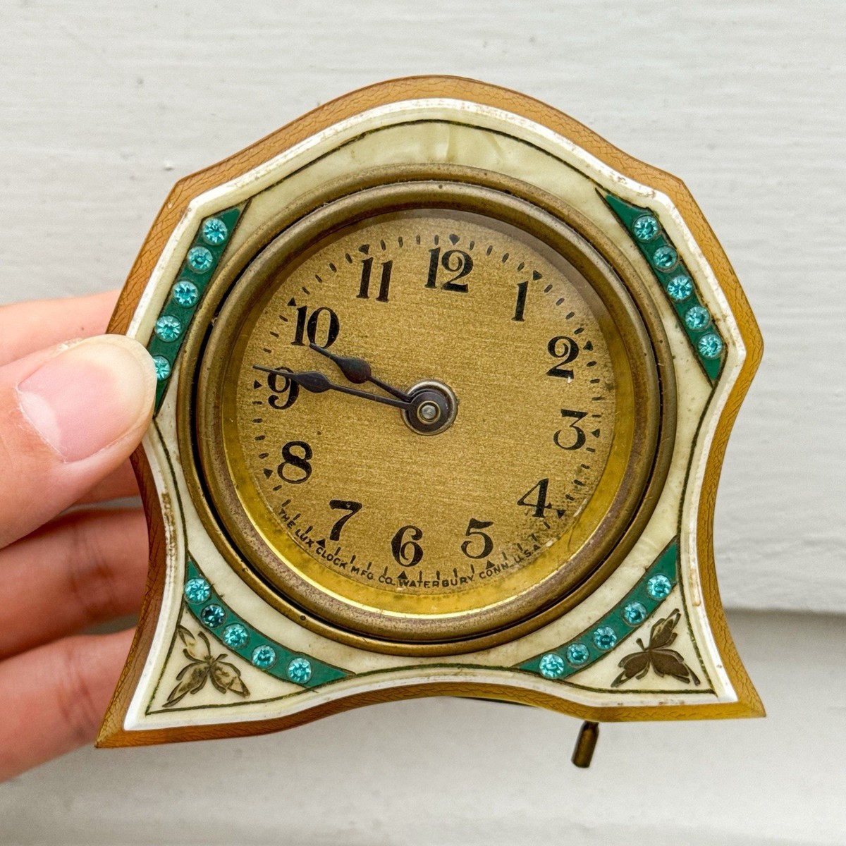 Antique 1920 Art Deco Alarm Clock Lucite Cover Working & Need