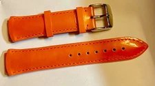 NEW TECHNOMARINE Watch Band Genuine Leather 17mm Lugs ORANGE W/Silver Buckle
