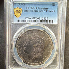 1893-S Morgan Dollar $1 Silver PCGS Genuine VF Details Surfaces Smoothed