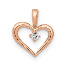 14k Rose Gold .02ct. Diamond Heart Pendant Perfect Gift for Her