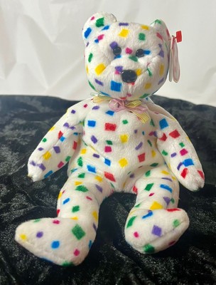 Ty Beanie Baby  Ty 2K  (2000)   Confetti Bear With Tag Errors   Mint With Tags