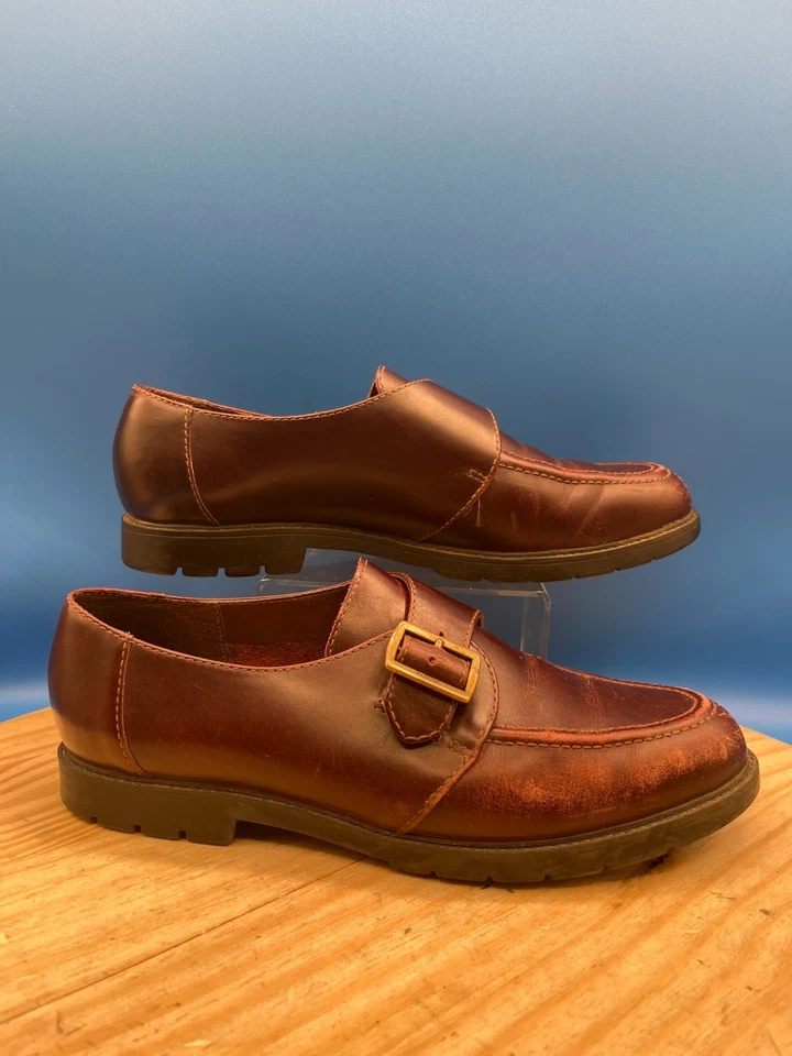 Mocasín Rockport para mujer talla 7,5 M cuero rojo correa monje W 8563 P7 punta redonda Foto 2 de 4