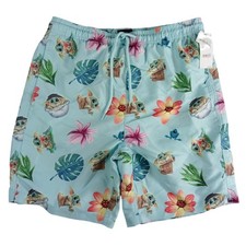Star Wars Swim Trunks Boys Small Blue Tropical Baby Yoda Grogu Stretch Pool NWT