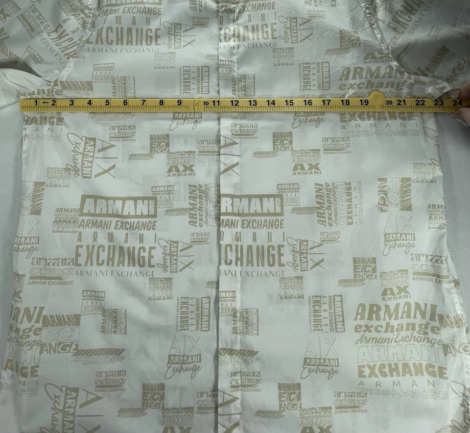 Camisa Armani Exchange A|X Hombres Logotipo Firma Calce Ajustado Elastizado Algodón XL Foto 3 de 4