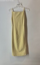 Express Womens Yellow Ribbed High Square Neck Midi Sweater Dress Size Small