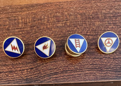 4 Different Civil Defense Enamel Pin Lapel Robbin’s Co Attleboro