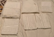 Cannon Cotton Poly Embroidered Cottage Core Ivory Complete Set & Bonus Cases