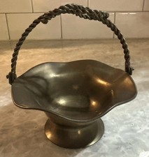 Vintage Brass Basket Trinket Dish With Handle
