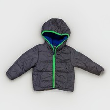 OshKosh B'gosh Boys' Size 2T Hooded Fleece-Lined Winter Puffer Jacket Gray Green