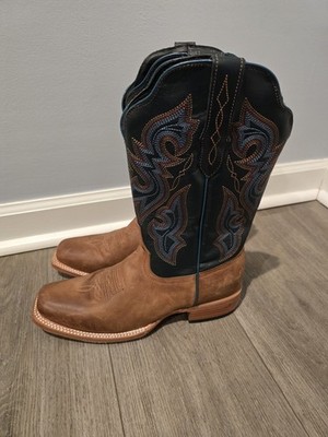 JB Dillon Men's Embroidered Sand & Navy Blue Horseman Toe Boots 10 B