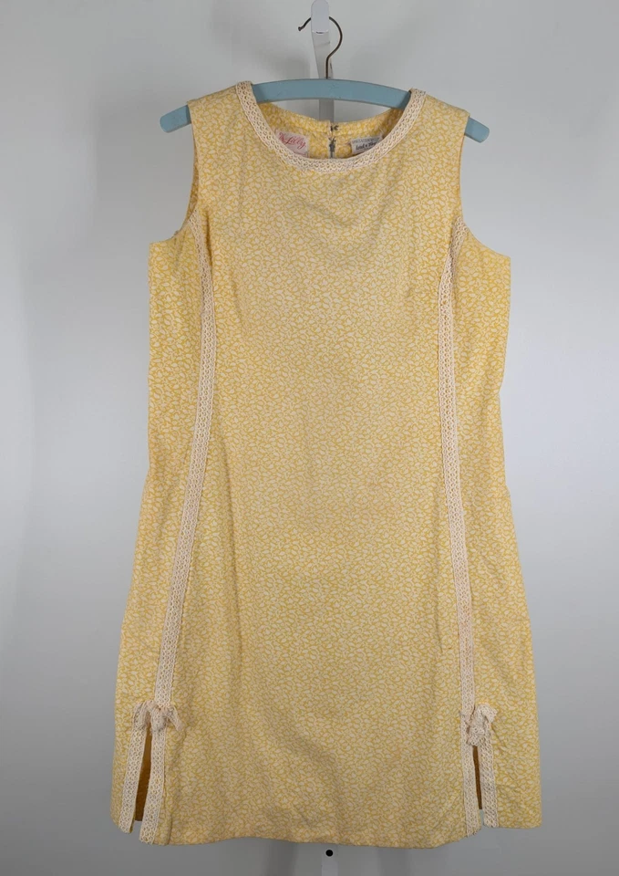 Vestido recto vintage años 60 The Lilly Pulitzer amarillo floral encaje ribete Lord & Taylor Foto 2 de 4