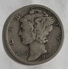 US 1930-B Mercury Dime 10c Silver Coin j5
