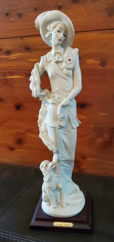 Giuseppe Armani Lady with Poodle, 1987,  394F, Made In Florence Italy 14" Tall