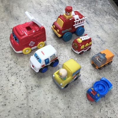 Lot Of Toy Vehicles - Vintage 1975 Tomy Push n Go Fire Truck VTech Tonka Mail