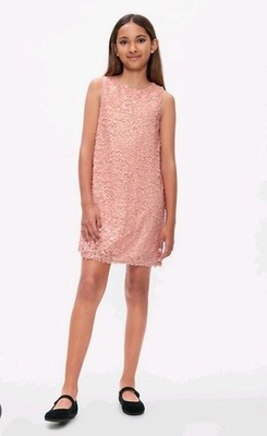 Gap Kids Sequin Shift Dress Rose Pink Party Sleeveless  Size L