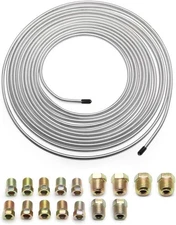25Ft of 3/16 Zinc Plated Copper Brake Line Kit - Includes 16 Inverted Silver 