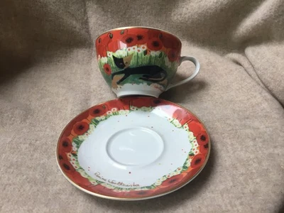 BOL DÉJEUNER TASSE + SOUCOUPE GOEBEL ROSINA WACHTMEISTER CHAT CERAMIQUE - Photo 1/4