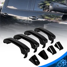 Gloss Black Outside Set of 4 Door Handle Fit 14-19 Chevrolet Silverado 1500 2500