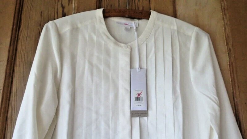 BNWT The White Company 100% Silk Grosgrain Trim Shirt, Ivory, Sz 8 - was £169! - Image 2 of 4