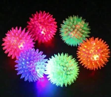 10 Pcs Light Up Spikey Flashing Squeaky Pet Dog Play Fun Throw Fetch Balls