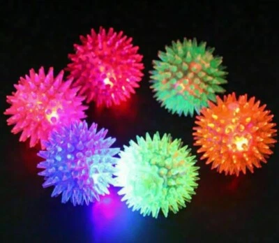 10 Pcs Light Up Spikey Flashing Squeaky Pet Dog Play Fun Throw Fetch Balls