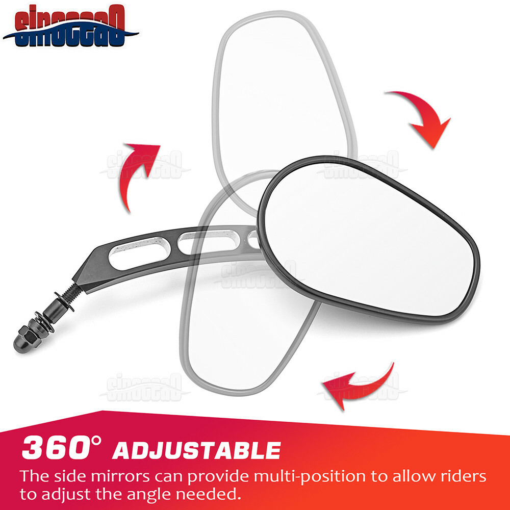 SI Black CNC 8mm Rear View Side Mirrors For Harley Dyna FXD Fat Bob Street Bob – Universal