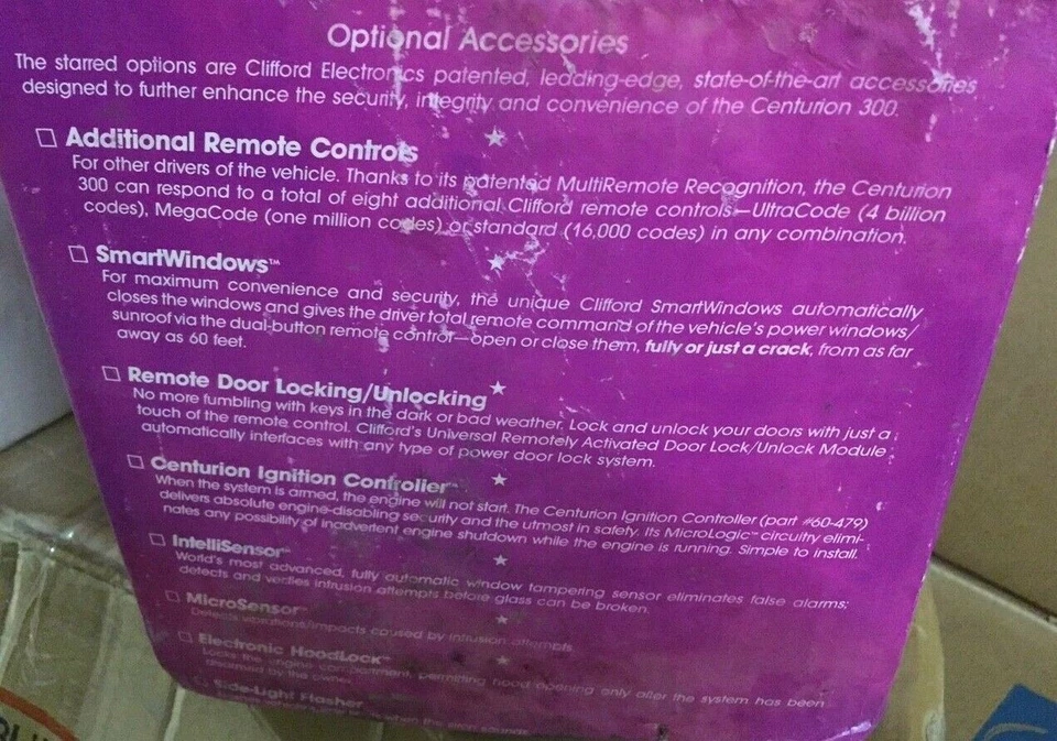 Clifford CENTURION 300 OG Alarma Coche con Control Remoto/Transmisor Manual 100% COMPLETO Foto 3 de 4